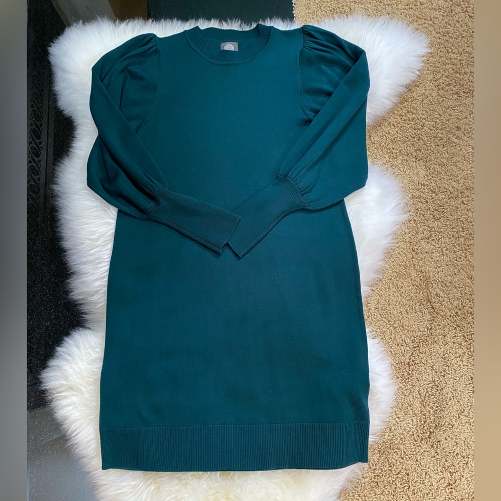 Vince Camuto teal green sweater dress, size Small